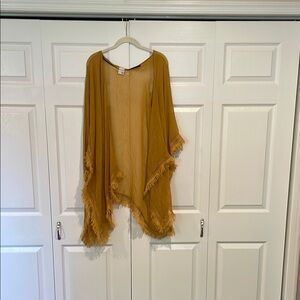 Fringed Mustard Yellow Poncho